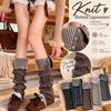 1 Pairr Vertical Striped Cuffed Leg Warmer Thickened Knit Knit Leg Sleeve  Autumn Winter Wear