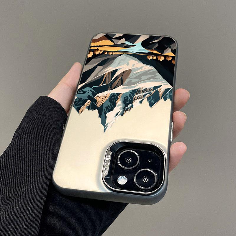 Mountain Scenery Peak Landscape Phone Case For iPhone 15 Pro Max 14 13 12 11 Pro Max Mini 15 14 Plus Shockproof Laser Back Cover
