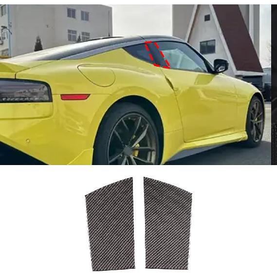 Car C-Pillar Window Panel Cover Trim Compatible with Nissan Z Fairlady 400Z RZ34 2023-2025,Soft Carbon Fiber C-Pillar Trim Molding Cover Decorative