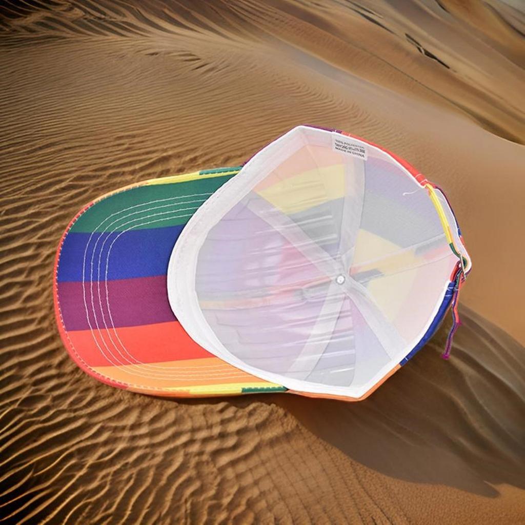 Subkultur Lässiger Sport Hut Bunter Baseballhut Regenbogen Verstellbare Papa Hüte für Reisen Fitness Training