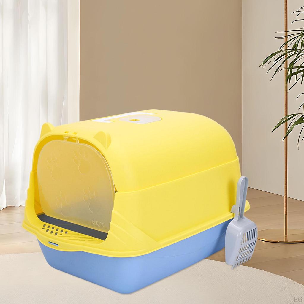Cat Litter Box with Lid Enclosed and Covered Toilet Anti Splashing Easy to Clean Kitten Potty