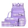 3pcs/set School Backpack for Girls Bookbag Elementary Middle School Bags Student Cute Plaid Backpack with Lunch Bag Pencil Bag