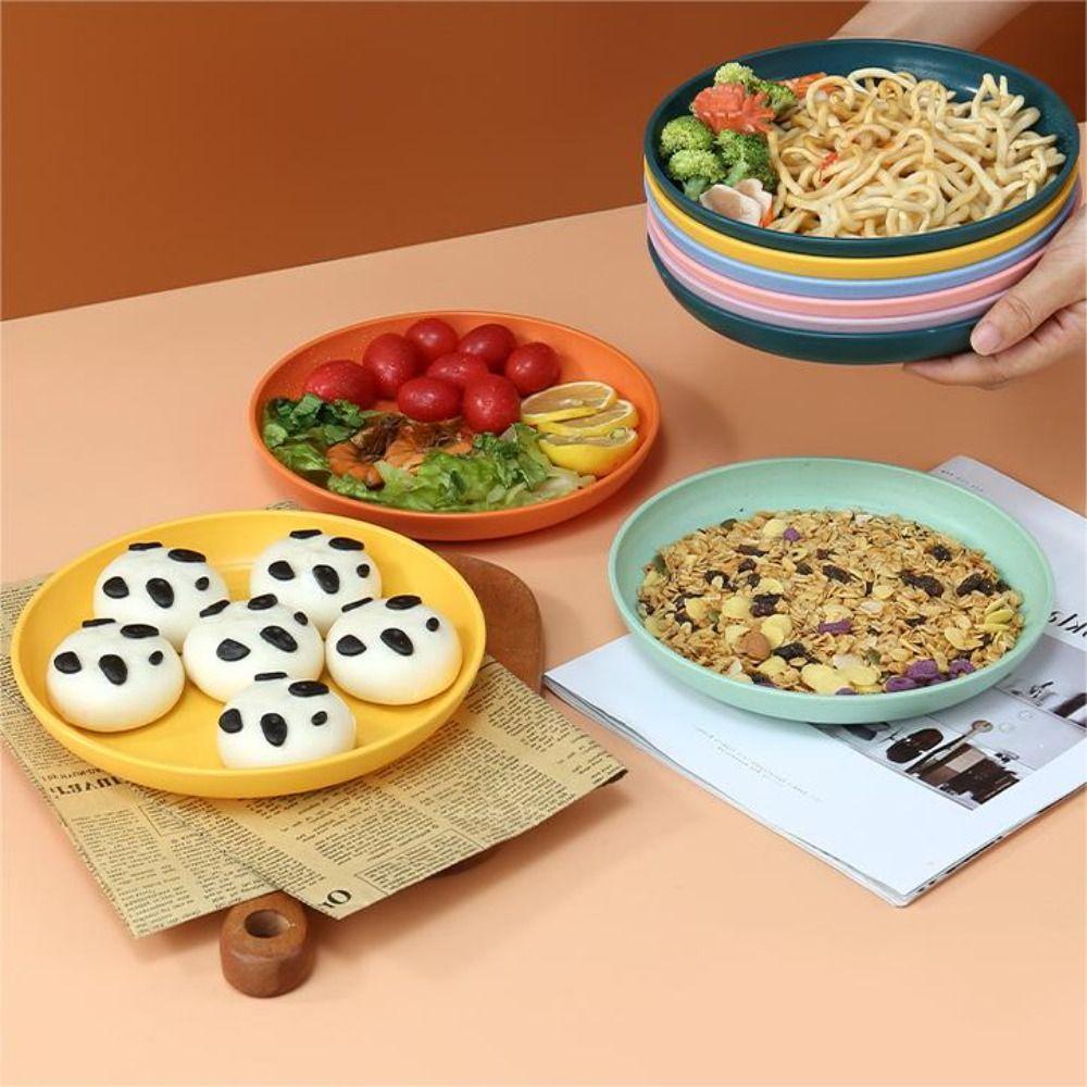 Plastic Wheat Straw Plates Lightweight Tableware Eco Friendly Dinner Plates  Kids