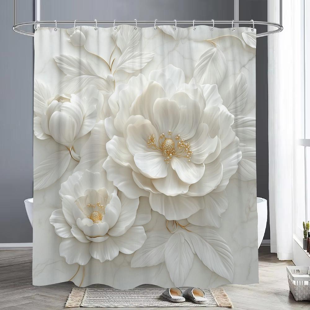 

Beach Shower Curtain, Starfish Seashells Coral Ocean Bathroom Decorative Shower Curtain, Waterproof Shower Curtain With Hooks W60H190(CM)-1 Pcs