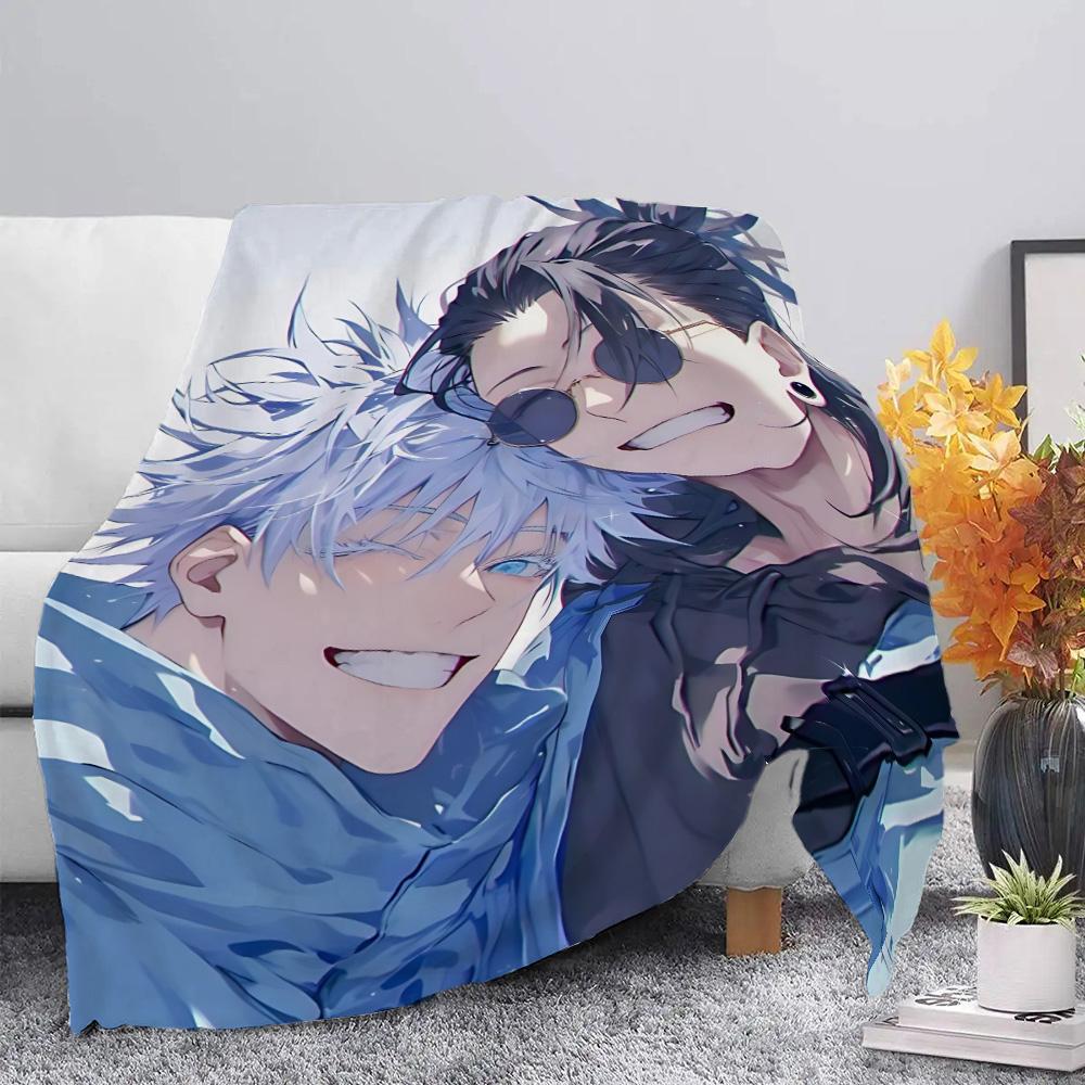 Anime Jujutsu Kaisen  Printed Picnic Blankets Warm Blanket Gojo Satoru Soft and Comfortable Blanket Home Travel Birthday Gift