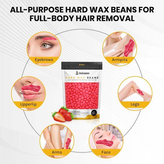 Bolusso Pink Wax Pearls 100g – Strip-Free Hair Removal Wax for Face and Body – Precise Hair Removal, Long-Lasting Soft Skin