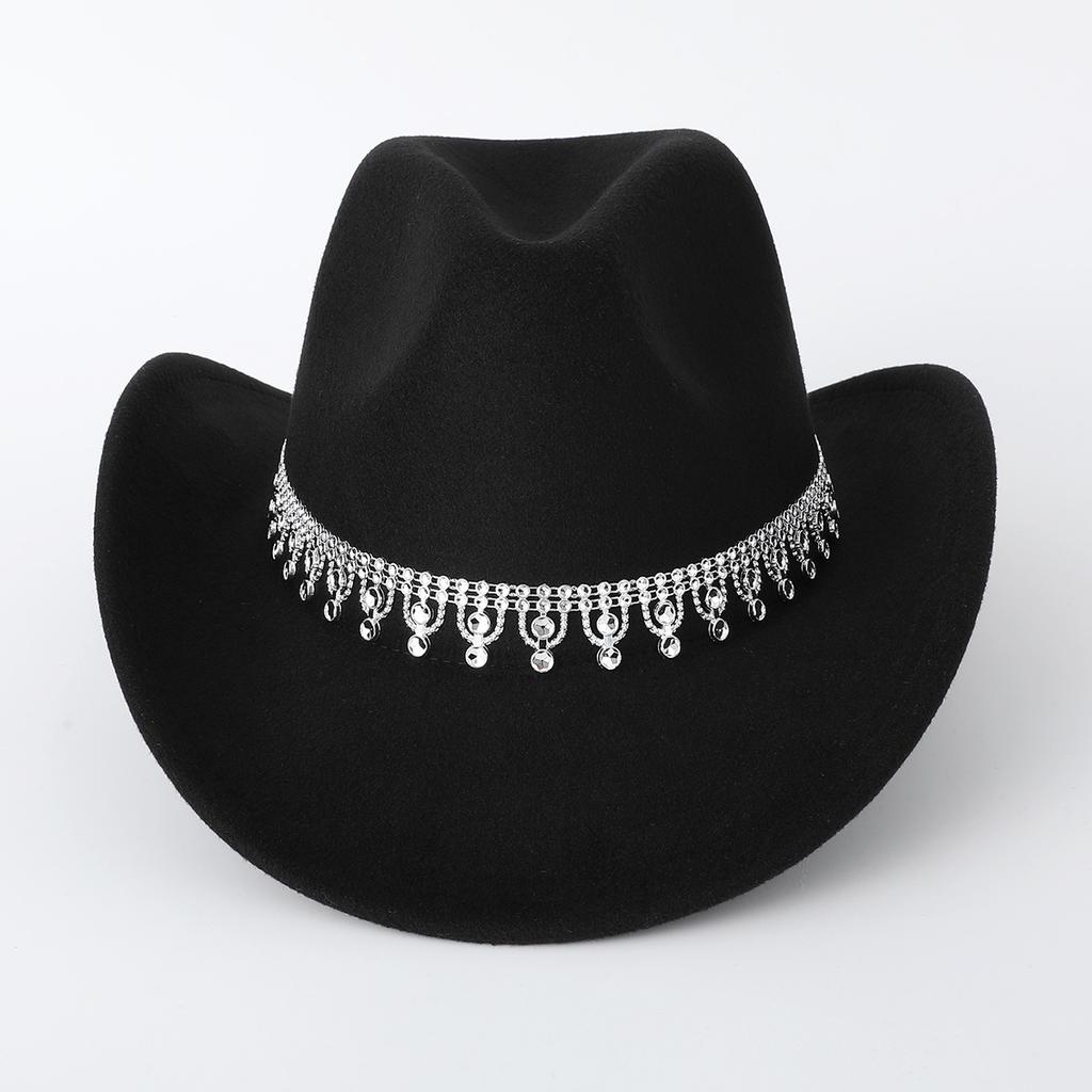 Hat Wool Jazz Top Hat Western Cowboy Flash Diamond Bridal Hat European and American Festival Top Hat