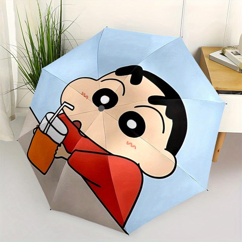Crayon Shin-chan, Juice Automatic Folding Umbrella with Sturdy Iron Frame, Portable Compact Travel Umbrella All-Season Use Parties 0807068