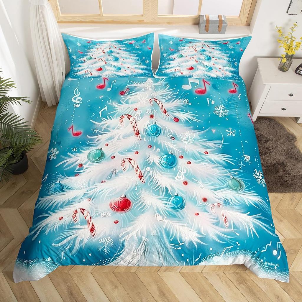 Christmas Tree Duvet Cover Set For Kids Queen Lightweight Down Quilt Covers Room Decor 2 Pillowcases 1 Duvet Cover No Comforter