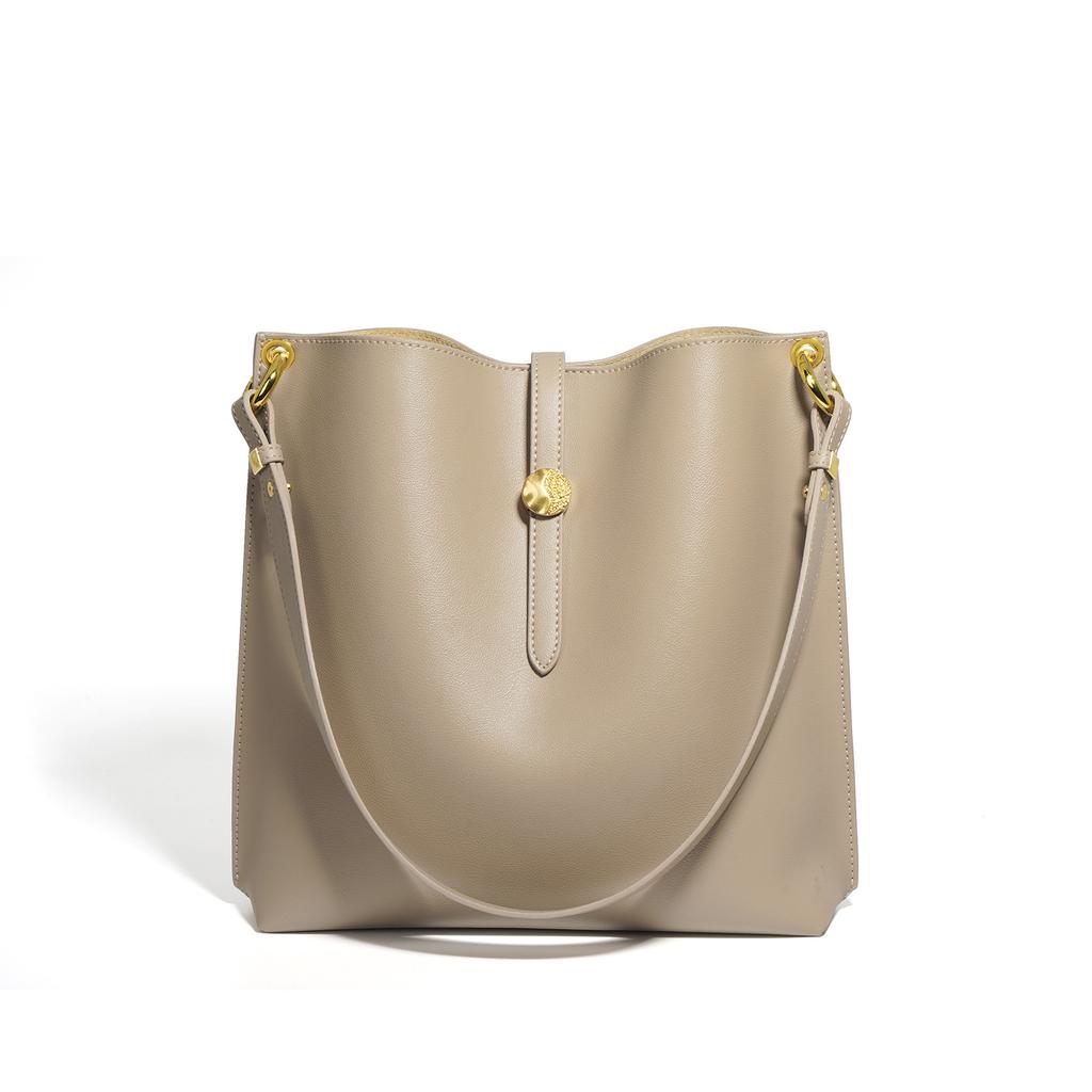 Leather Bucket Bag Women's New Fashion Versatile Large-capacity Commuter Bag Niche Single Shoulder Messenger Tote Bag