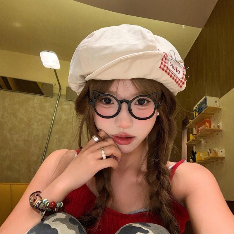 Retro Japanese Style Beret Hat Women'S Spring Summer  Large Head Size Cloud Painter Cap Breathable Baseball Cap