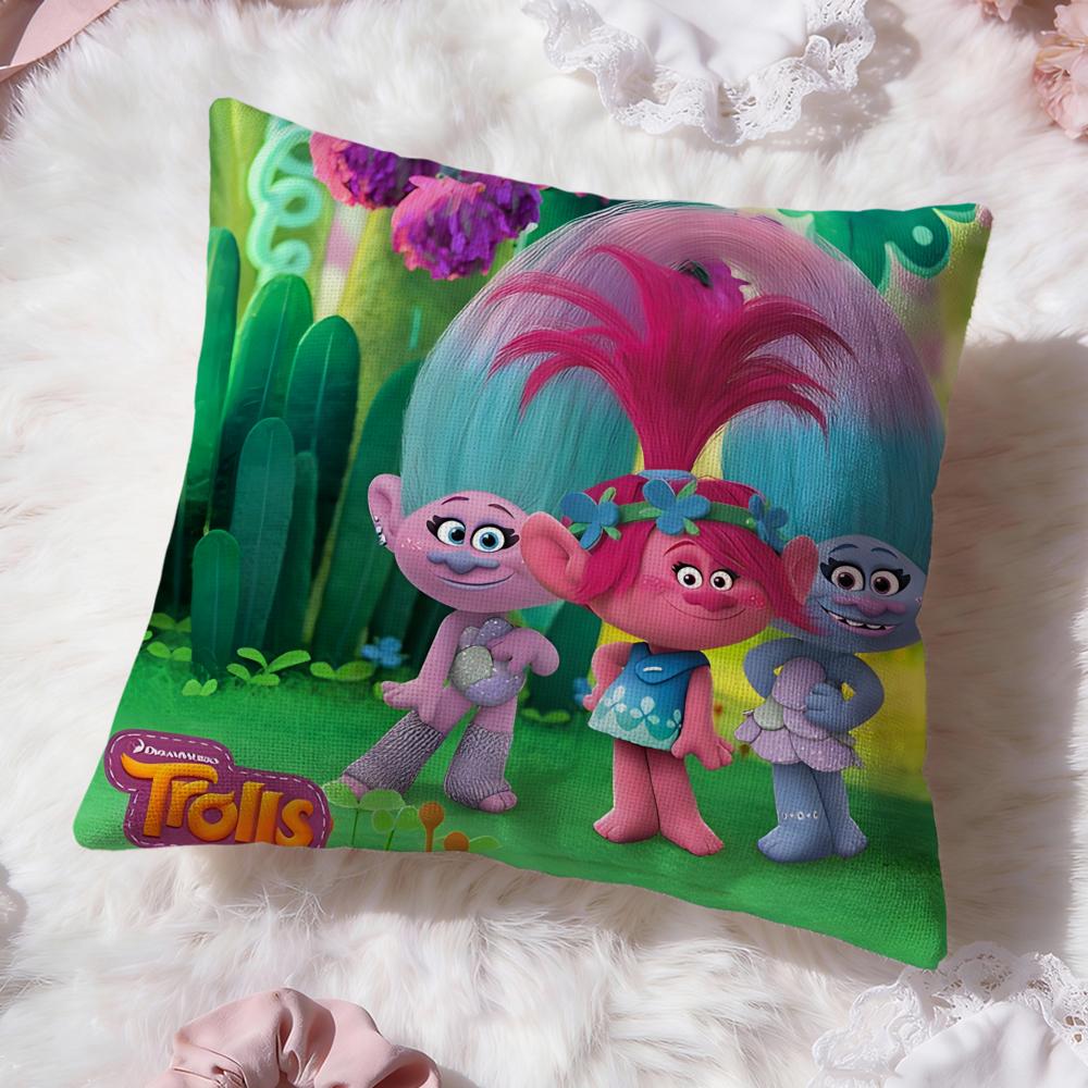 Trolls cute Cushion Cover Premium Comfort Reversible Pillow Cove -Two in One Design for Any Room & Car Interior