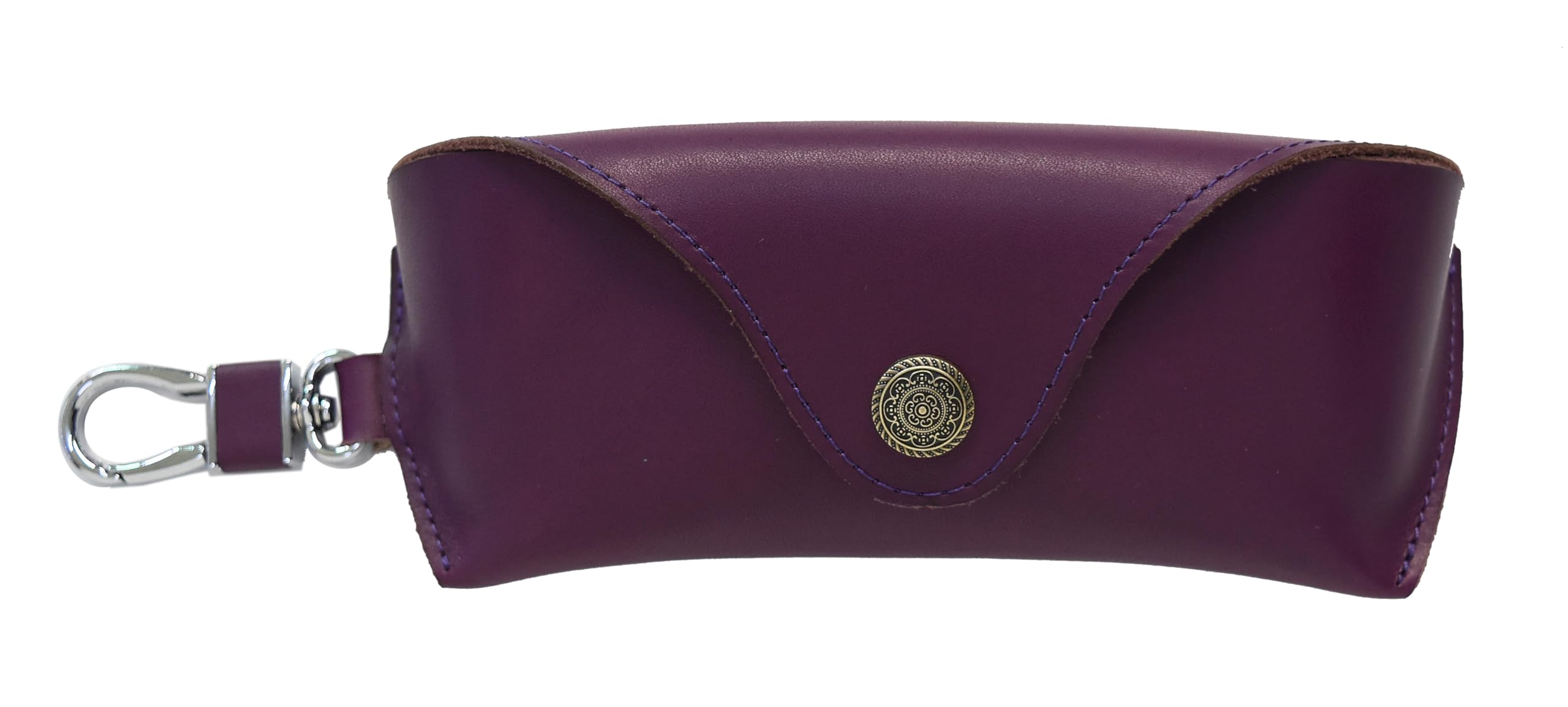 

Чехол для очков из натуральной кожи с застежкой-кнопкой, удобный жесткий чехол для солнцезащитных очков для путешествий [wakuwakumonkey] Чехол, легкий, с крючком, (Голубино-розовый)