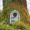 Garden Tree Fairy Door Decoration Outdoor Miniature Wooden Elf Door Ornament Fairytale World Tiny House Door Figurine Statue Sculpture Fairy