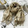 Versatile Winter Plaid Imitation Cashmere Scarf for Girls Warm Tassel  New Style Shawl for Boys