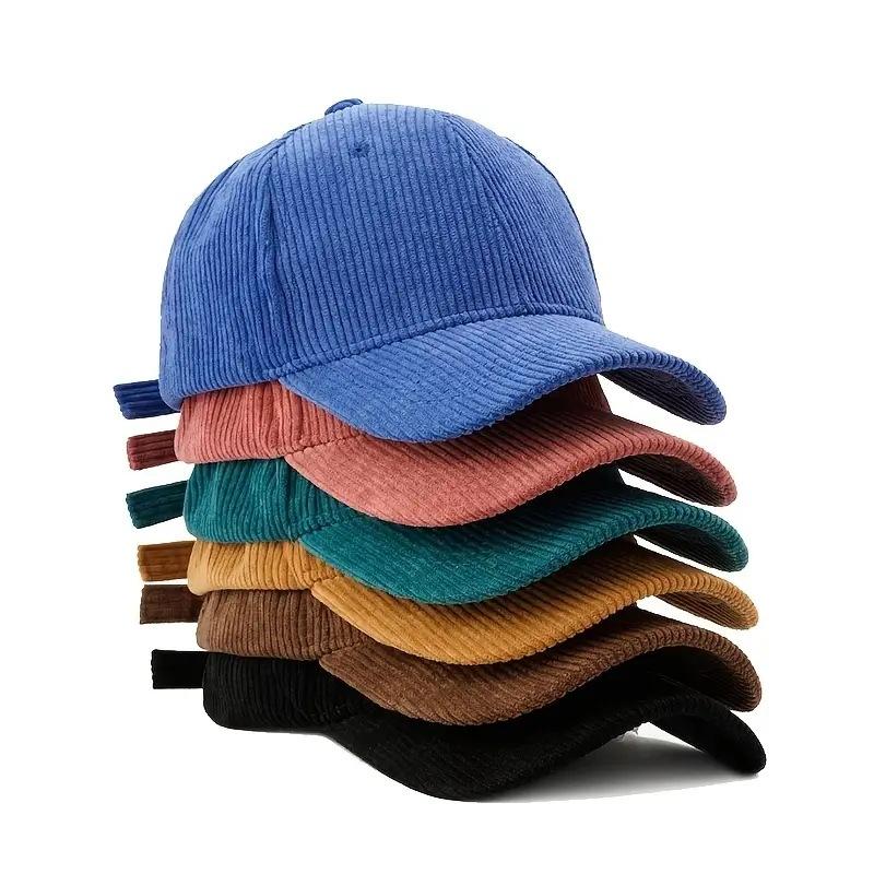 Corduroy baseball cap, autumn and winter warm duckbill cap, multi colored men's and women's fashionable sun shading hip-hop