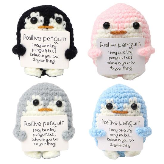 Positive Crochet Doll Handmade Crocheted Emotional Support Positive Animal Tabletop Ornament Birthday Gift for Family Friends Kids