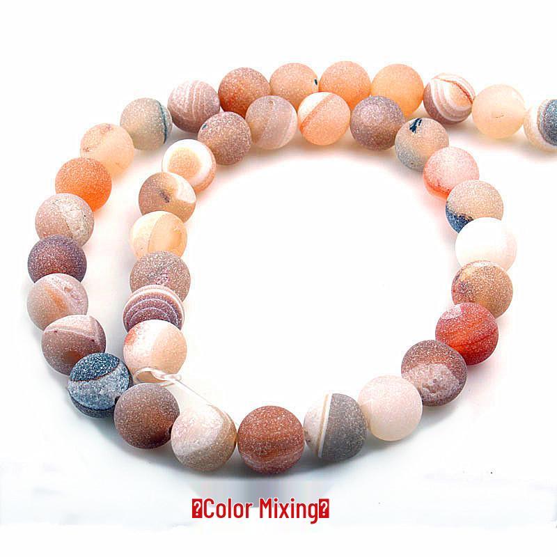 Natural Multi-color Frosted Agate Loose Beads for DIY Jewelry Accessories