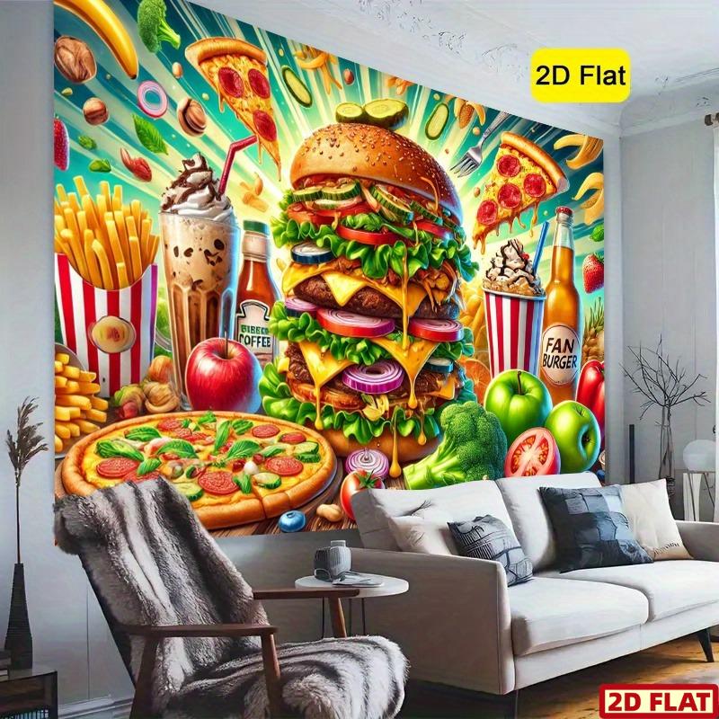 2D plane 1 piece of fast food party backdrop suitable for birthday celebrations and café decoration