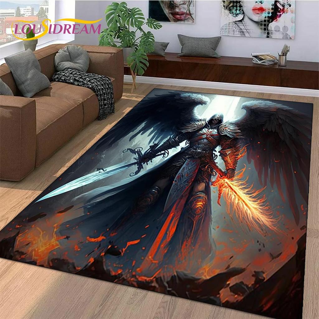 Tappeto Cartoon Cavaliere Templare Crociato per Decorazione Soggiorno Camera da Letto, Decorazione Antiscivolo per Divano Zerbino Regalo Bambino