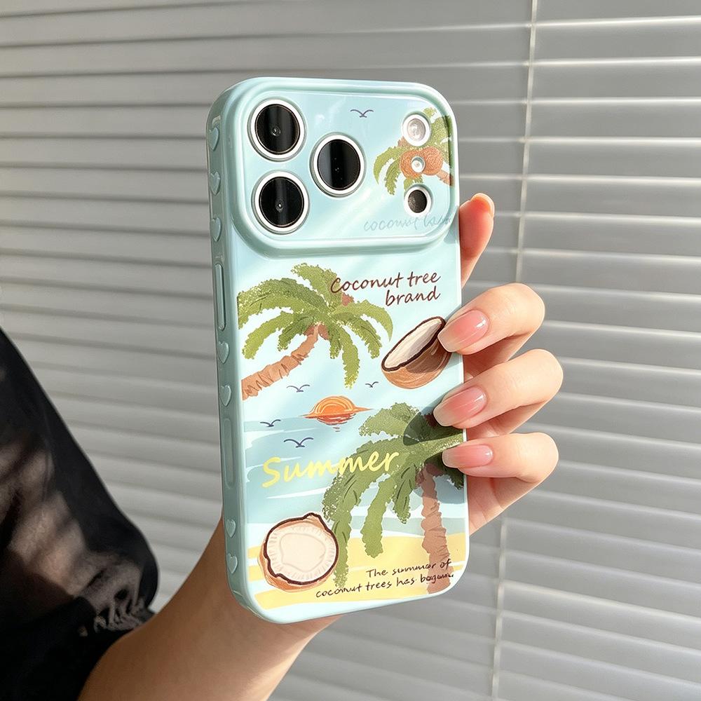 Summer coconut tree is suitable for iPhone17PM mobile phone case, anti-drop Apple 16/15Pro new 17 protective case idea
