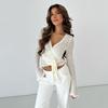 New women's clothing European and American straps, sexy horn sleeves, crossed hollow lace top