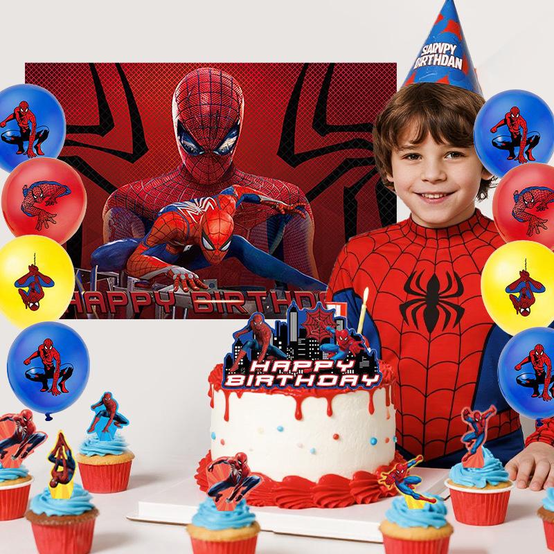Birthday Superhero Party Tablecloth Balloon Cake Power Strip Background Cloth Set Party Decoration