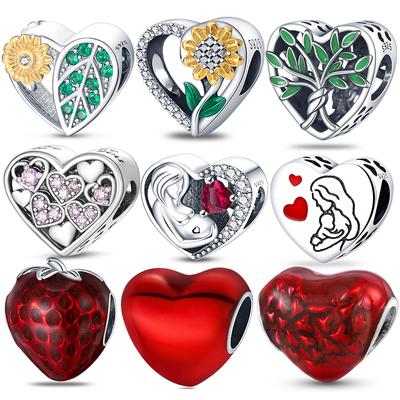Qikaola 100 %Real 925 Strerling Silver Love Heart Charms Beads Fit Original Bracelet Beads Diy Jewelry Mother 'S Day Gift