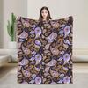 Super Soft Blanket Travel Purple and Black Paisley Persian Paisley Throw Blanket Flannel Bedspread For Bedroom Sofa Bed Cover