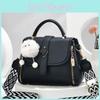 Color Simple Solid Lychee Texture Women Casual Shoulder Bag With Pendant