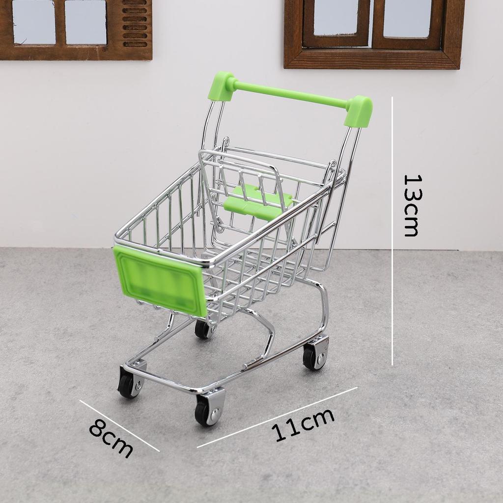 Mini Realistic Supermarket Shopping Cart & Play Food Set for Kids