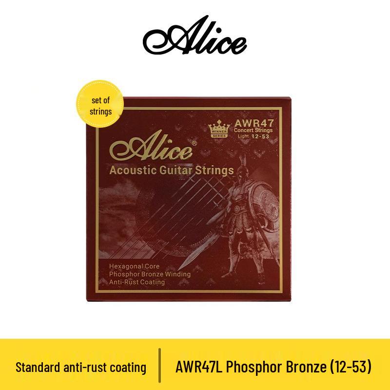 Alice AWR47 Phosphor Bronze Coated Folk Guitar Strings - Set of 6