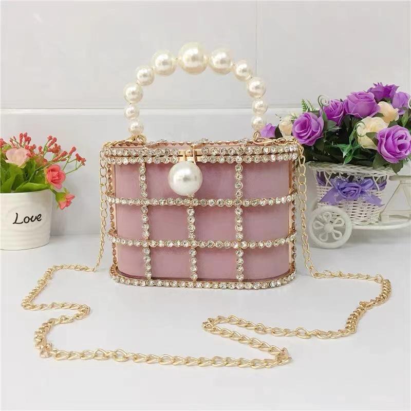 French Rhinestone Cage Crossbody Evening Bag