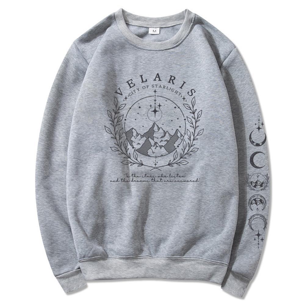 Velaris Damen Sweatshirt mit Ärmelaufdruck Shirt ACOTAR Merch Sarah J Maas Pullover Stadt des Sternenlichts Pullover Feyres Tattoo Sweatshirt