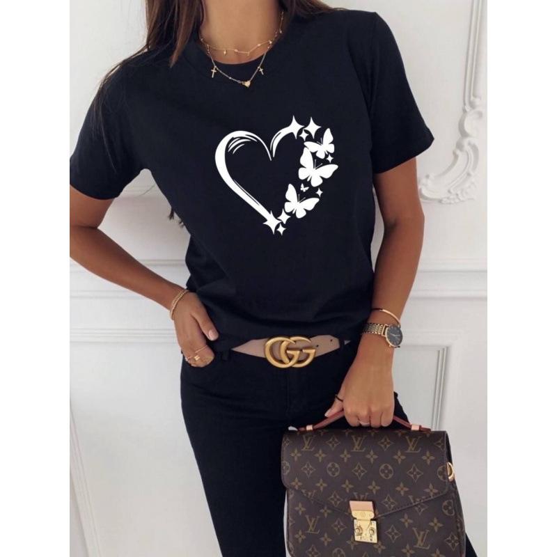 Women's Top Cat Print Short Sleeve T-Shirt