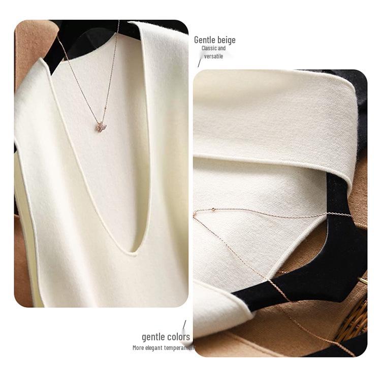 Autumn/Winter Women's V-neck 100% Pure Wool Loose Vest
