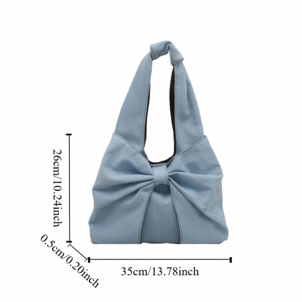 Designer Bow Denim Bag Lightweight Women's Tote Bag Ins Bow Shoulder Bag  Ladies