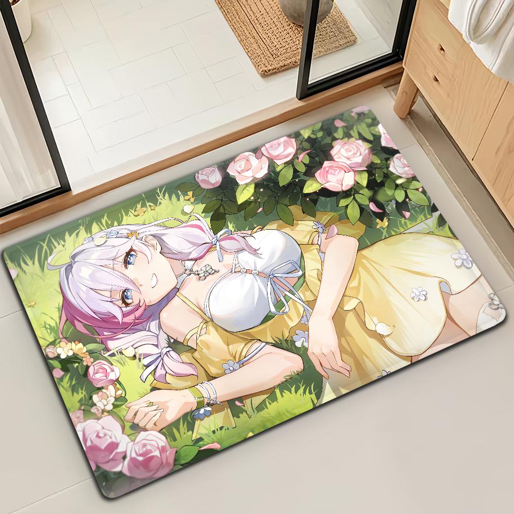 S-Strinova Michelle Game Door Mat Bath Microfiber Decorative Versatile Flannel Floor Mat Quick Dry Absorbent Non-slip Sole