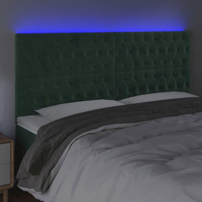 VidaXL LED Headboard Bedroom Furniture Double Bed Accessory Head of Bed Frame Interior Dark Green 3122823