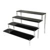 Black Acrylic Multi-Layer Display Stand for Model Figures, Bracelets, and Jewelry Storage.