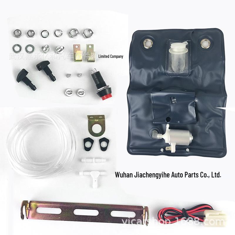 12V Car Windshield Cleaning Kit with Washer Pump & 1L Water Bag