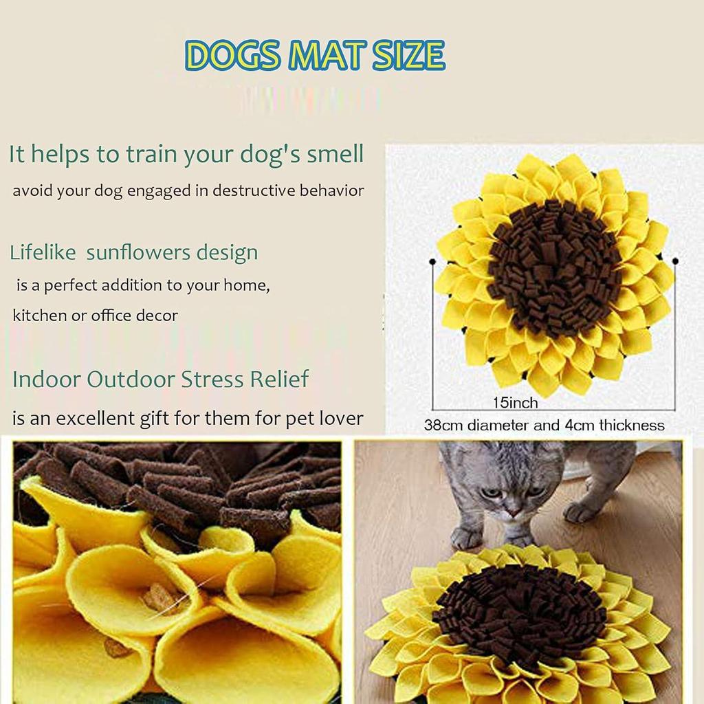 Sunflower Dog Snuffle Mat: Bite-Resistant, Slow Feeder & Anti-Choking Training Blanket
