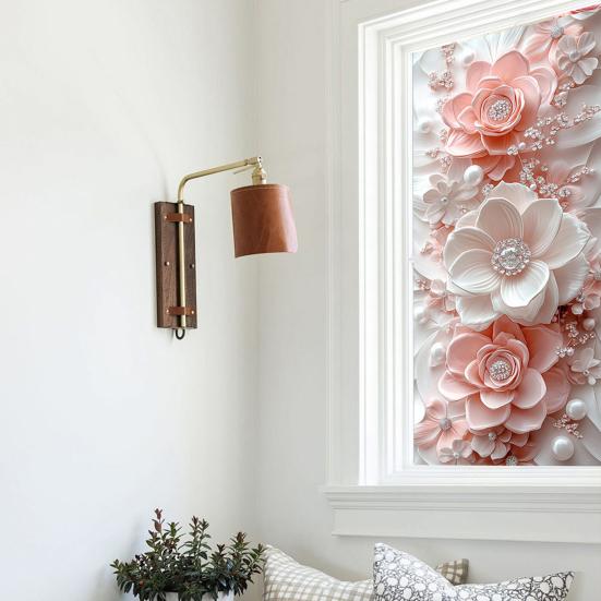 Bloemen Privacyfolie voor Ramen Statisch Hechtende Privacybeschermingsfolie Waterdichte Verwijderbare Raamfolie voor Huis Badkamer Slaapkamer Keuken Decoratie