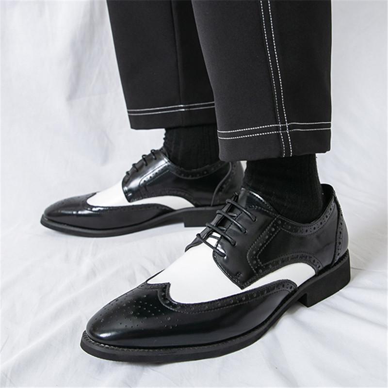 Luxury Designer New Men's Pointed Mixed Color Lace Up Casual Shoes Male Formal Wedding Dress Homecoming Footwear Zapatos Hombre