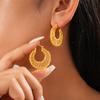18k Real Gold Electroplated Hollow Round Braided Ear Buckle Retro Earrings