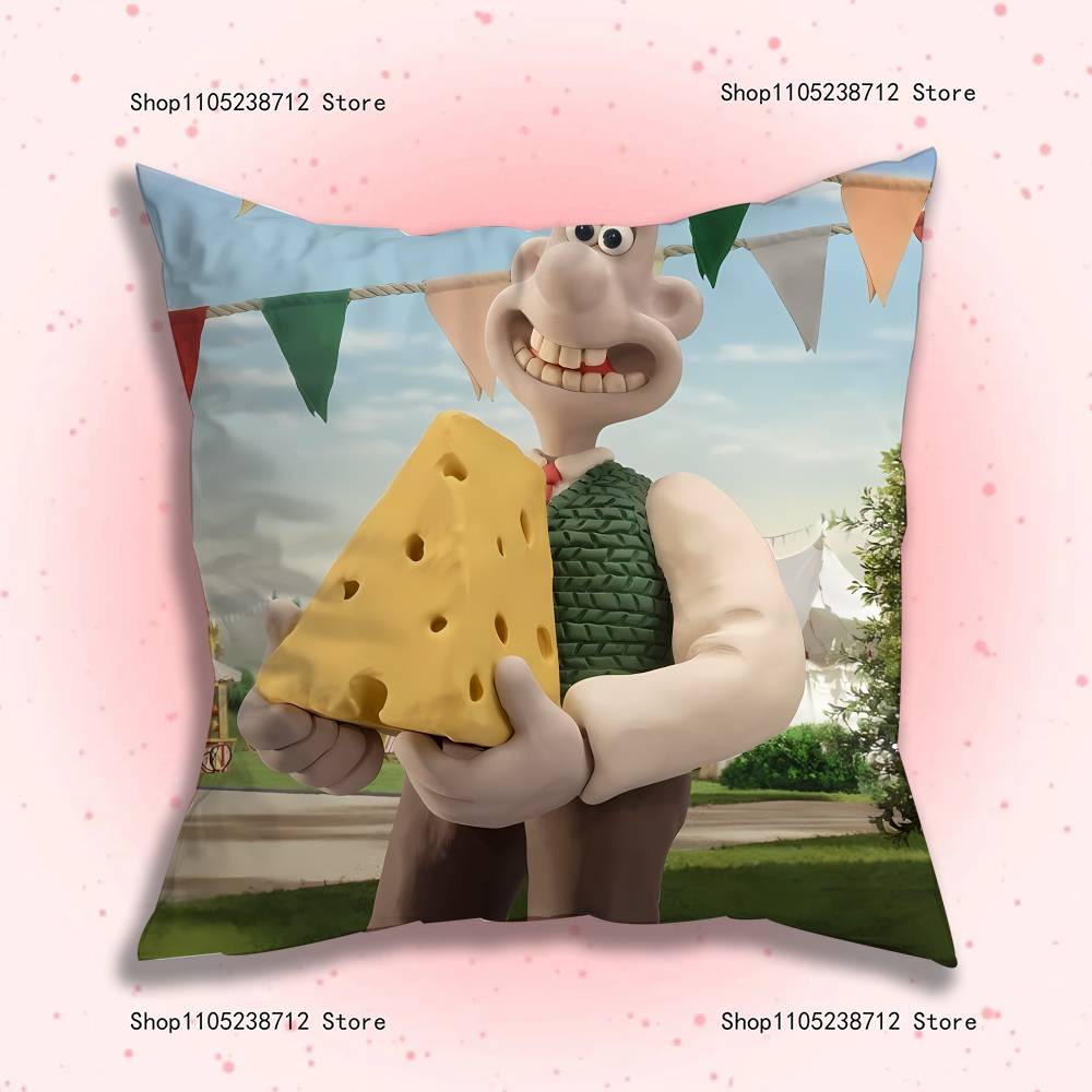 ANIME W-WallaceS G-Gromit Pillow Case Plush Fabric Soft Pillowcase Double Sided Print Sofa Cushion Cover Throw