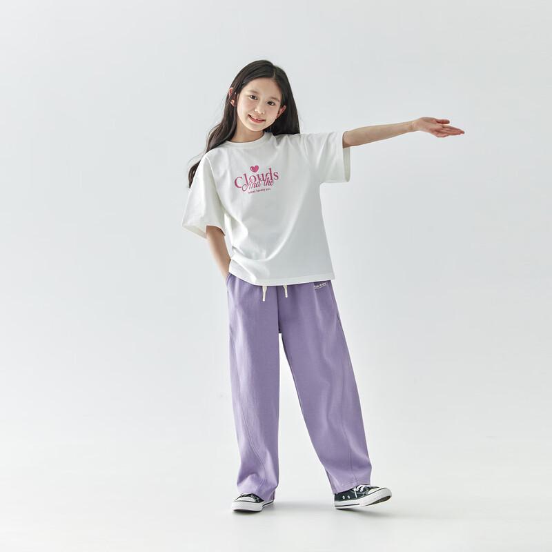 Girls  Romantic Letter Print Short Sleeve T-Shirt 130