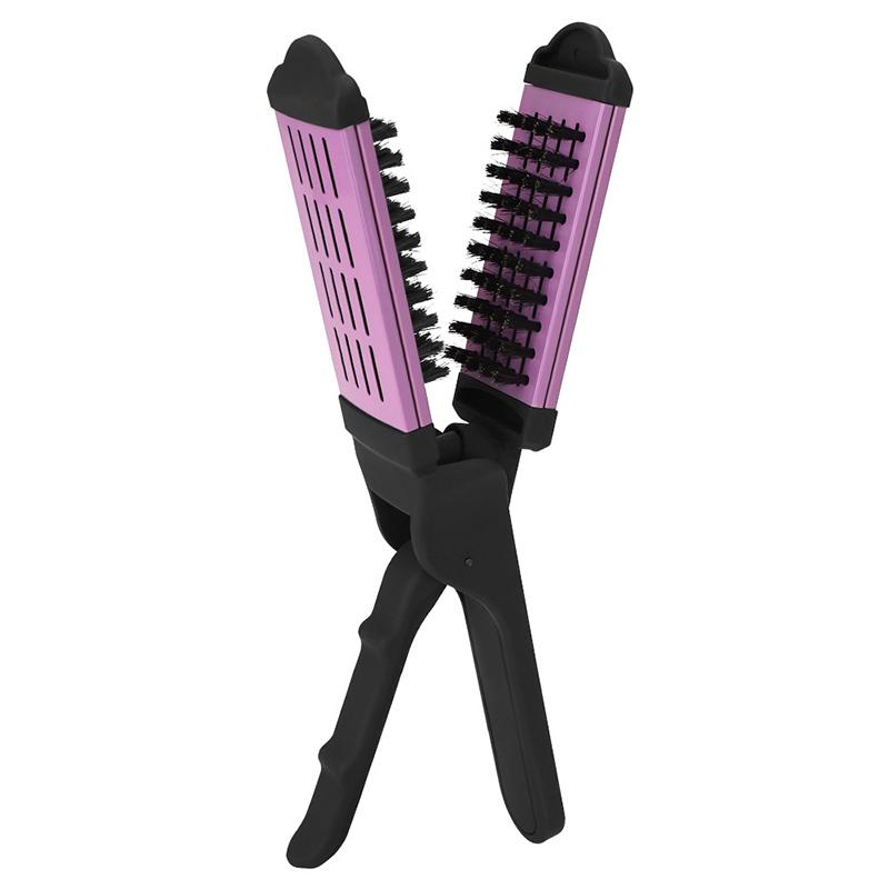 

1pcs Professional Hair Straightener Brush High Quality V-shape Double Sided Clamp Flat Comb Anti-static Hair Beauty Styling Tool