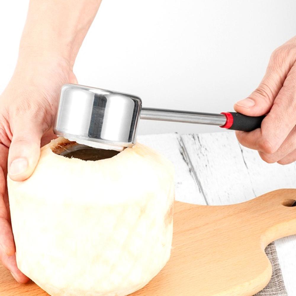 Young Coconuts Stainless Steel Coconut Opener Coconut Shell Puncher Hammer Coconut Opening Tool Set