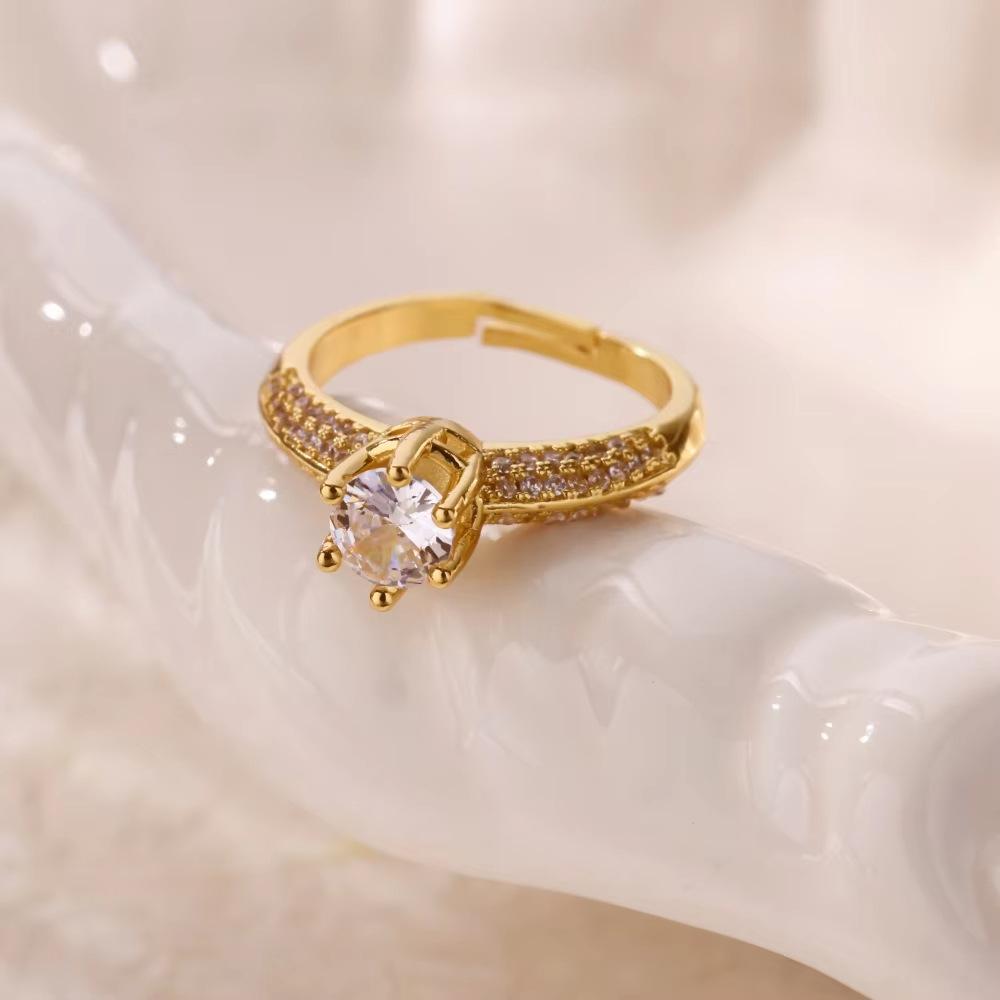 Light luxury high-end full diamond design exquisite flower stainless steel ring fashionable versatile niche design open ring